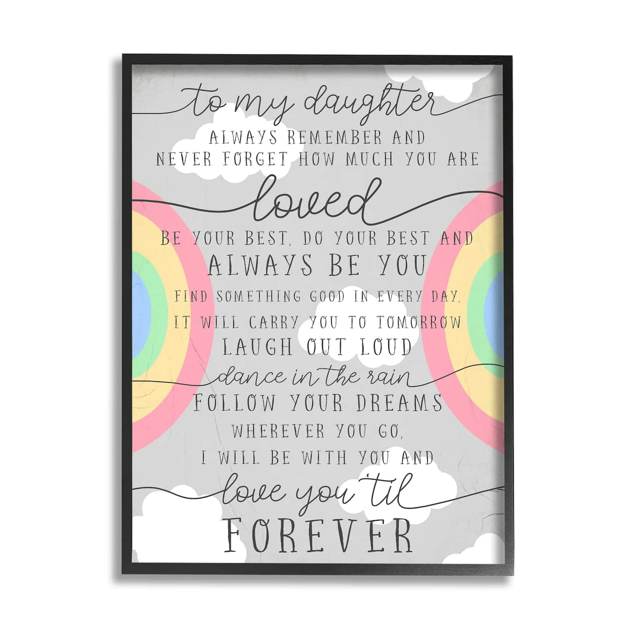 Stupell Industries My Daughter You Are Loved Quote Charming Rainbows Framed Wall Art